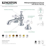 Vintage KC7068PX Two-Handle 3-Hole Deck Mount Widespread Bathroom Faucet with Brass Pop-Up, Brushed Nickel