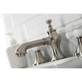 Vintage KC7068PX Two-Handle 3-Hole Deck Mount Widespread Bathroom Faucet with Brass Pop-Up, Brushed Nickel