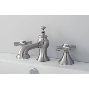 Millennium KC7068ZX Two-Handle 3-Hole Deck Mount Widespread Bathroom Faucet with Brass Pop-Up, Brushed Nickel