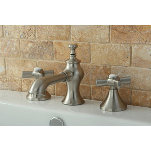 Millennium KC7068ZX Two-Handle 3-Hole Deck Mount Widespread Bathroom Faucet with Brass Pop-Up, Brushed Nickel