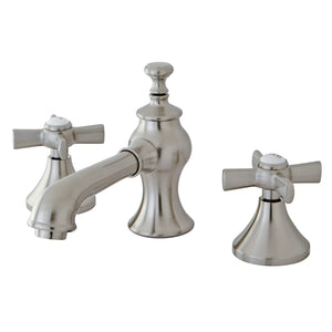 Millennium KC7068ZX Two-Handle 3-Hole Deck Mount Widespread Bathroom Faucet with Brass Pop-Up, Brushed Nickel