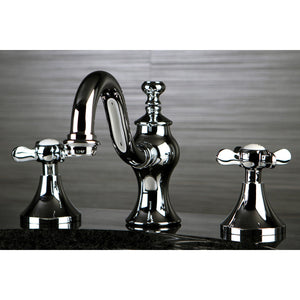 Essex KC7161BEX Two-Handle 3-Hole Deck Mount Widespread Bathroom Faucet with Brass Pop-Up, Polished Chrome