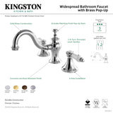 Bel-Air KC7161BPL Two-Handle 3-Hole Deck Mount Widespread Bathroom Faucet with Brass Pop-Up, Polished Chrome