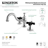 Duchess KC7161PKX Two-Handle 3-Hole Deck Mount Widespread Bathroom Faucet with Brass Pop-Up, Polished Chrome
