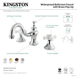 KC7161PX Two-Handle 3-Hole Deck Mount Widespread Bathroom Faucet with Brass Pop-Up, Polished Chrome