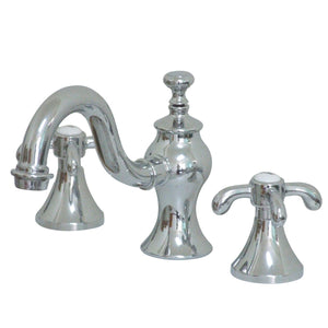 French Country KC7161TX Two-Handle 3-Hole Deck Mount Widespread Bathroom Faucet with Brass Pop-Up, Polished Chrome