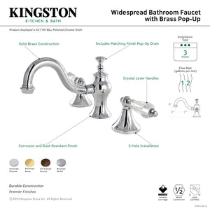 Wilshire KC7161WLL Two-Handle 3-Hole Deck Mount Widespread Bathroom Faucet with Brass Pop-Up, Polished Chrome