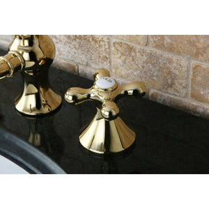 Vintage KC7162AX Two-Handle 3-Hole Deck Mount Widespread Bathroom Faucet with Brass Pop-Up, Polished Brass