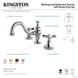 Essex KC7162BEX Two-Handle 3-Hole Deck Mount Widespread Bathroom Faucet with Brass Pop-Up, Polished Brass