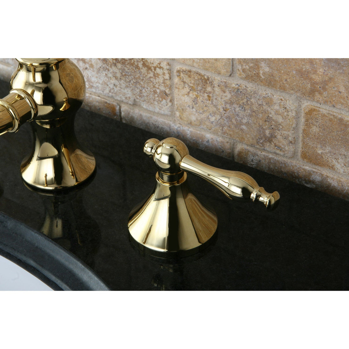 Naples KC7162NL Two-Handle 3-Hole Deck Mount Widespread Bathroom Faucet with Brass Pop-Up, Polished Brass
