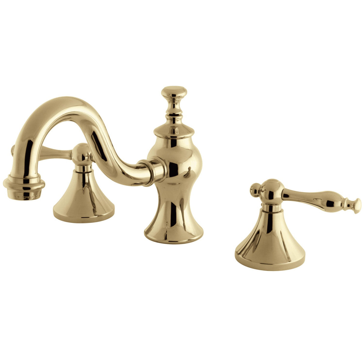 Naples KC7162NL Two-Handle 3-Hole Deck Mount Widespread Bathroom Faucet with Brass Pop-Up, Polished Brass