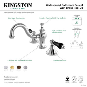Duchess KC7162PKL Two-Handle 3-Hole Deck Mount Widespread Bathroom Faucet with Brass Pop-Up, Polished Brass