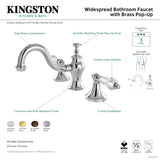 Wilshire KC7162WLL Two-Handle 3-Hole Deck Mount Widespread Bathroom Faucet with Brass Pop-Up, Polished Brass