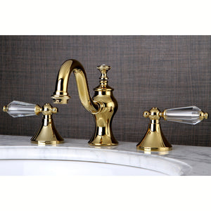 Wilshire KC7162WLL Two-Handle 3-Hole Deck Mount Widespread Bathroom Faucet with Brass Pop-Up, Polished Brass