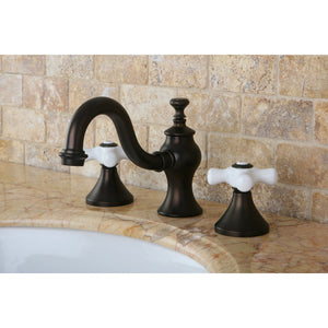 KC7165PX Two-Handle 3-Hole Deck Mount Widespread Bathroom Faucet with Brass Pop-Up, Oil Rubbed Bronze