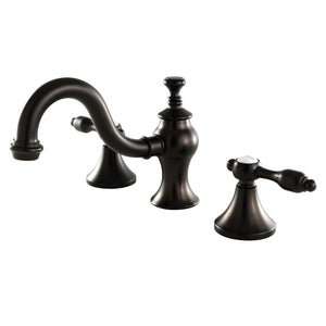 Tudor KC7165TAL Two-Handle 3-Hole Deck Mount Widespread Bathroom Faucet with Brass Pop-Up, Oil Rubbed Bronze