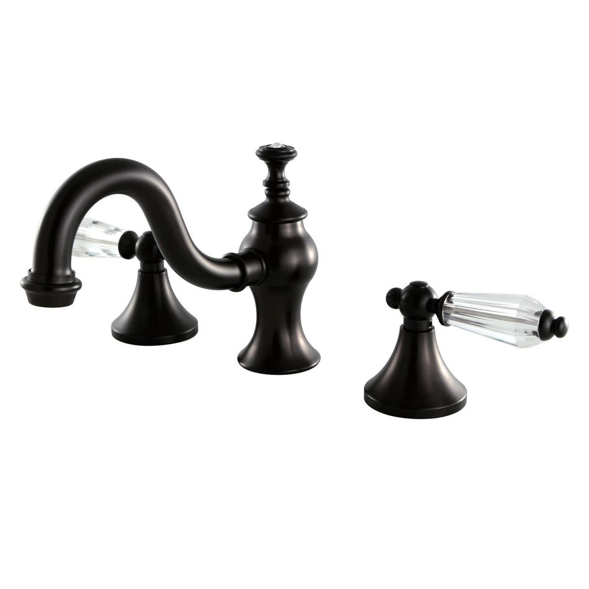 Wilshire KC7165WLL Two-Handle 3-Hole Deck Mount Widespread Bathroom Faucet with Brass Pop-Up, Oil Rubbed Bronze