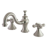 Vintage KC7168AX Two-Handle 3-Hole Deck Mount Widespread Bathroom Faucet with Brass Pop-Up, Brushed Nickel