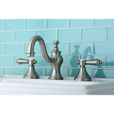 Bel-Air KC7168BAL Two-Handle 3-Hole Deck Mount Widespread Bathroom Faucet with Brass Pop-Up, Brushed Nickel