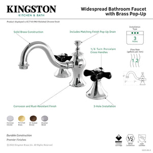 Duchess KC7168PKX Two-Handle 3-Hole Deck Mount Widespread Bathroom Faucet with Brass Pop-Up, Brushed Nickel