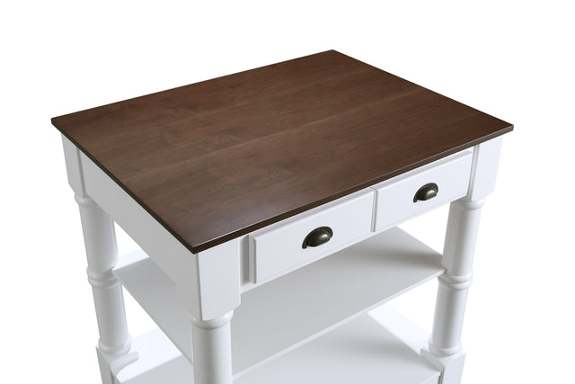Monterey 36 " Kitchen Island With Dark Walnut Veneered Wood Countertop in White