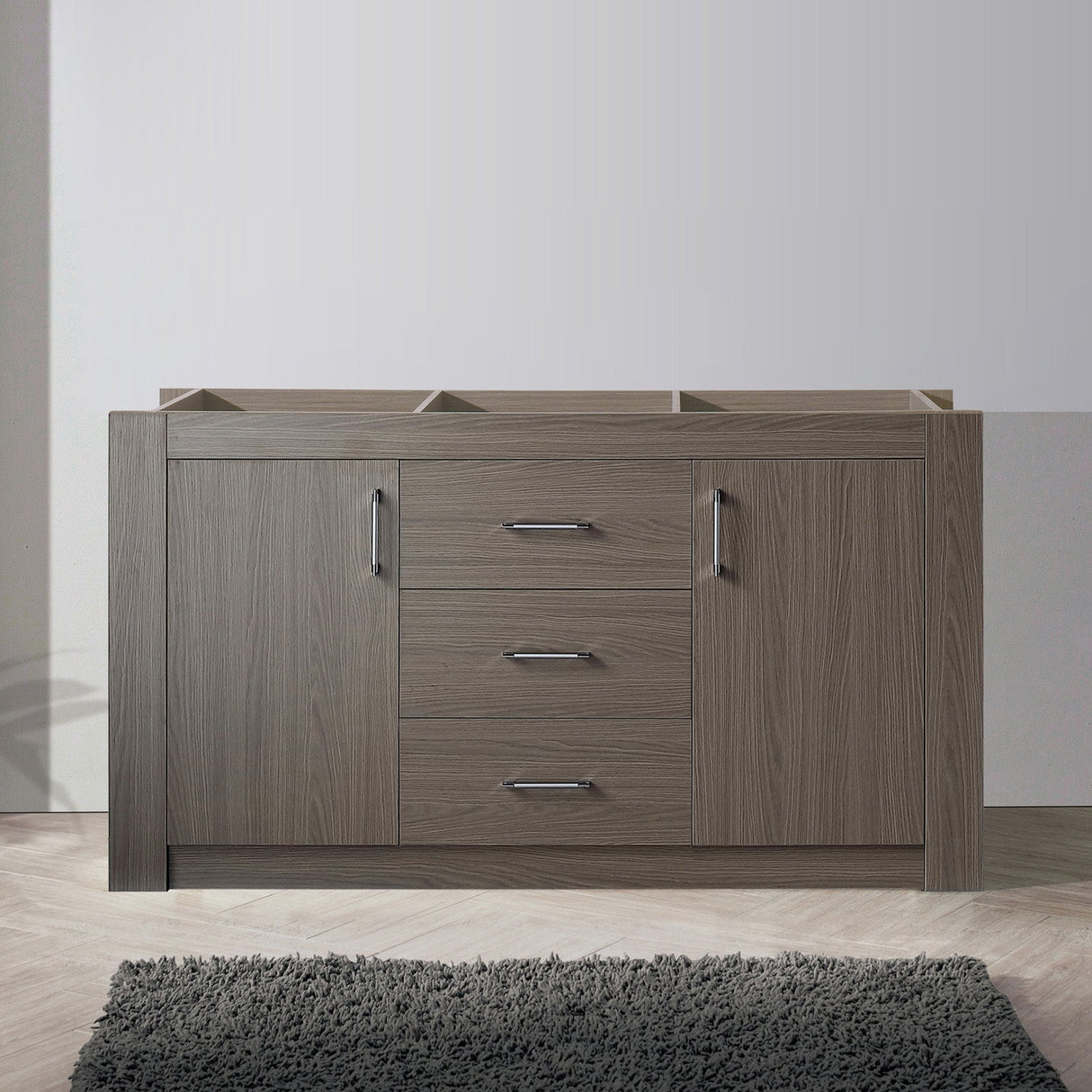 Virtu USA Tavian 60" Double Cabinet in Midnight Oak