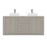 Virtu USA Tavian 60" Double Bath Vanity in Gray Oak with White Engineered Stone Top and Square Sinks with Matching Mirror