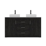 Virtu USA Tavian 60" Double Bath Vanity in Midnight Oak with White Engineered Stone Top and Square Sinks with Brushed Nickel Faucets - Luxe Bathroom Vanities