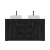 Virtu USA Tavian 60" Double Bath Vanity in Midnight Oak with White Engineered Stone Top and Square Sinks - Luxe Bathroom Vanities