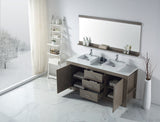 Virtu USA Tavian 72" Double Bath Vanity in Gray Oak with White Engineered Stone Top and Square Sinks with Matching Mirror