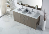 Virtu USA Tavian 72" Double Bath Vanity in Gray Oak with White Engineered Stone Top and Square Sinks with Matching Mirror