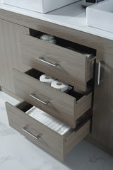 Virtu USA Tavian 72" Double Bath Vanity in Gray Oak with White Engineered Stone Top and Square Sinks with Matching Mirror