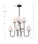 Keenan 8 Light Black Forged Chandelier KEE-A3008-BF