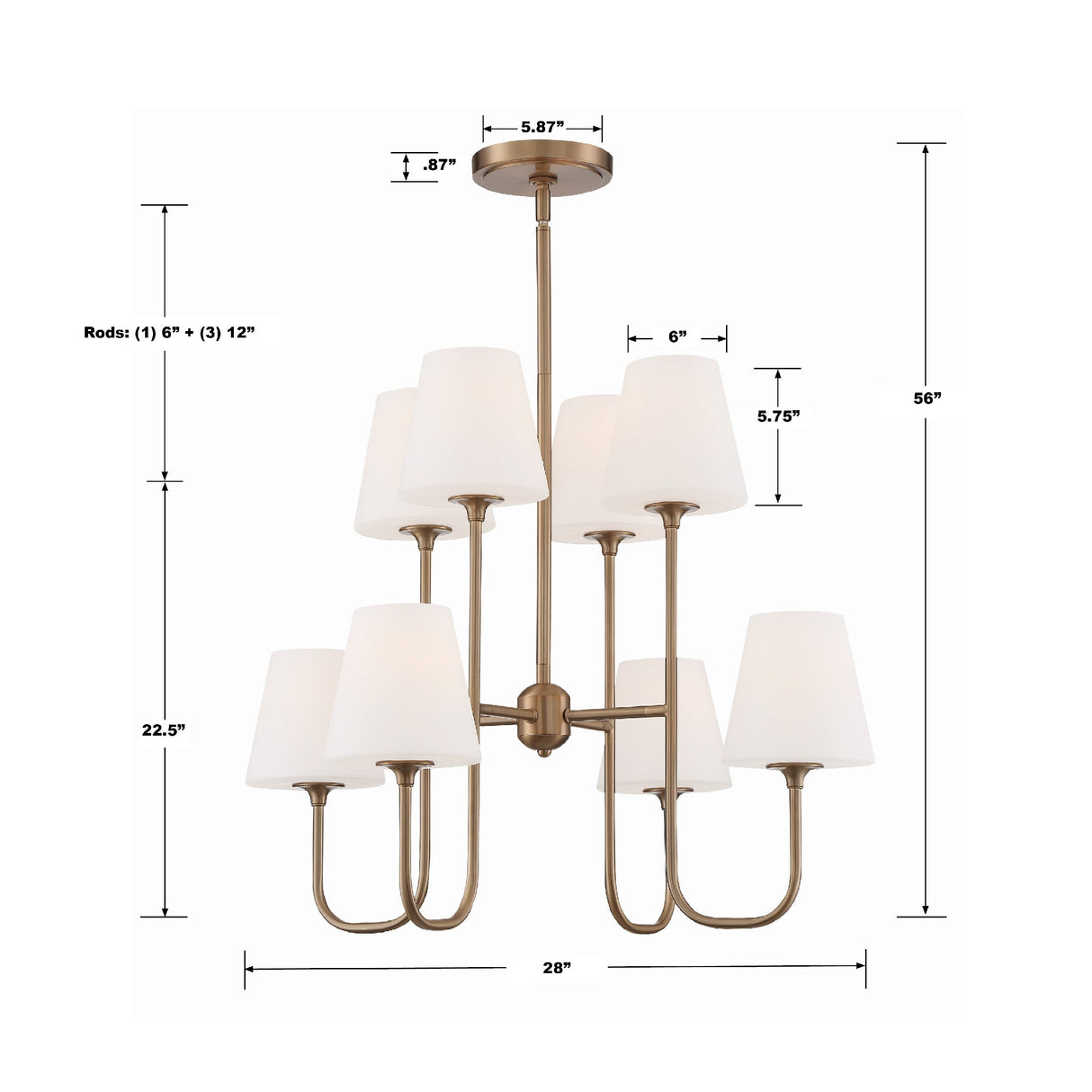 Keenan 8 Light Black Forged Chandelier KEE-A3008-BF