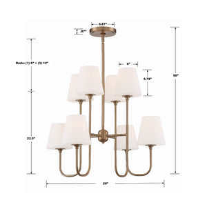 Keenan 8 Light Vibrant Gold Chandelier KEE-A3008-VG