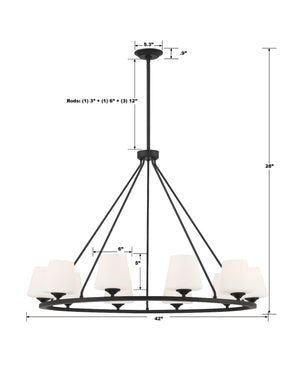 Keenan 10 Light Matte Black Chandelier KEE-A3009-MK
