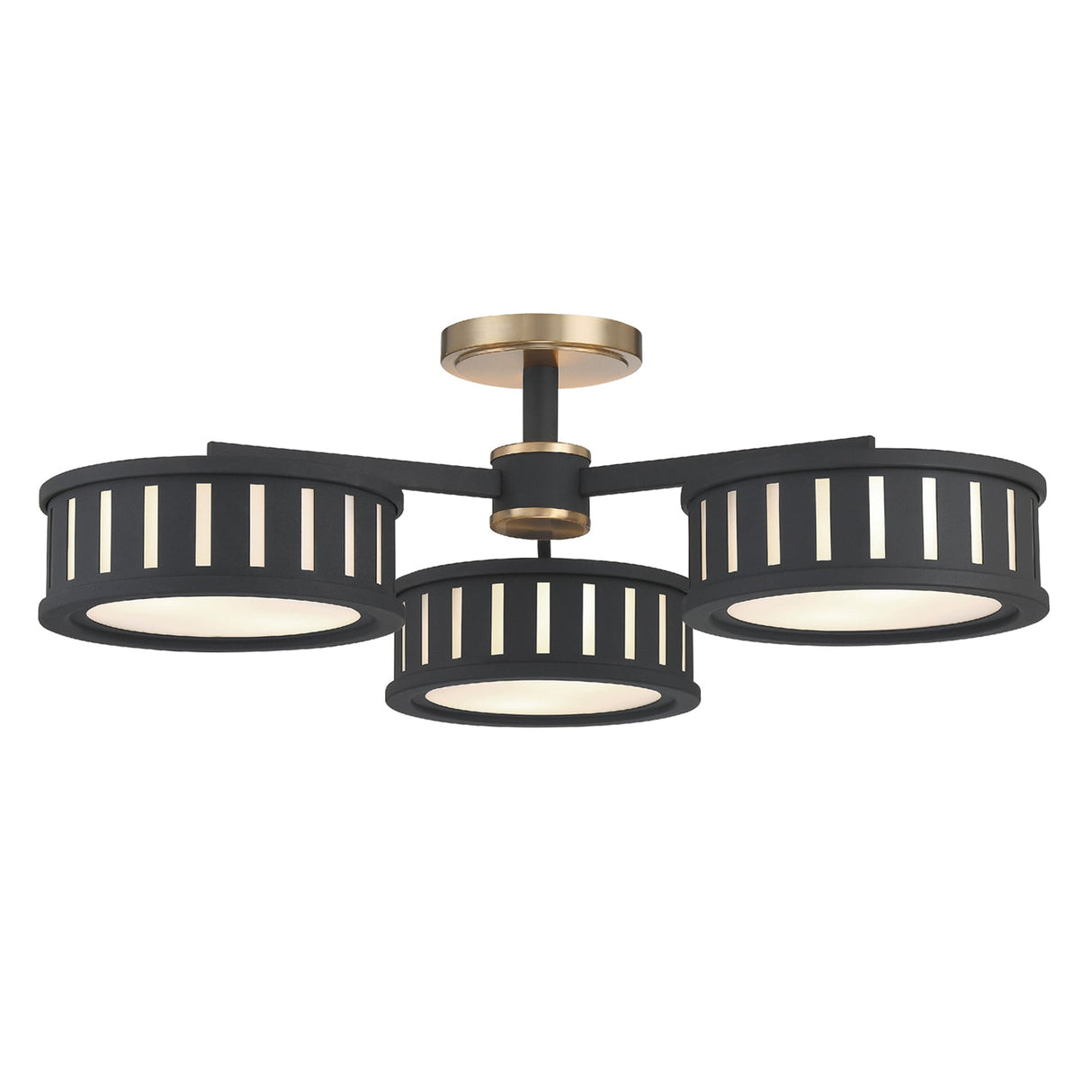Kendal 6 Light Vibrant Gold + Black Forged Semi Flush Mount KEN-8300-VG-BF