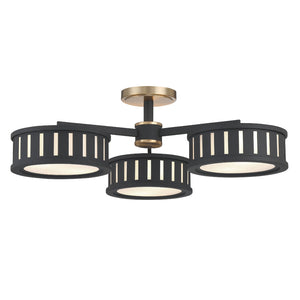Kendal 6 Light Vibrant Gold + Black Forged Semi Flush Mount KEN-8300-VG-BF