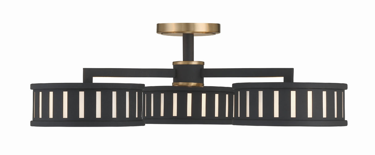 Kendal 6 Light Vibrant Gold + Black Forged Semi Flush Mount KEN-8300-VG-BF