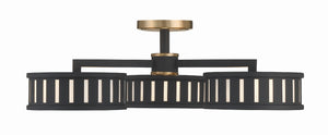 Kendal 6 Light Vibrant Gold + Black Forged Semi Flush Mount KEN-8300-VG-BF