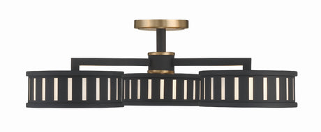 Kendal 6 Light Vibrant Gold + Black Forged Semi Flush Mount KEN-8300-VG-BF