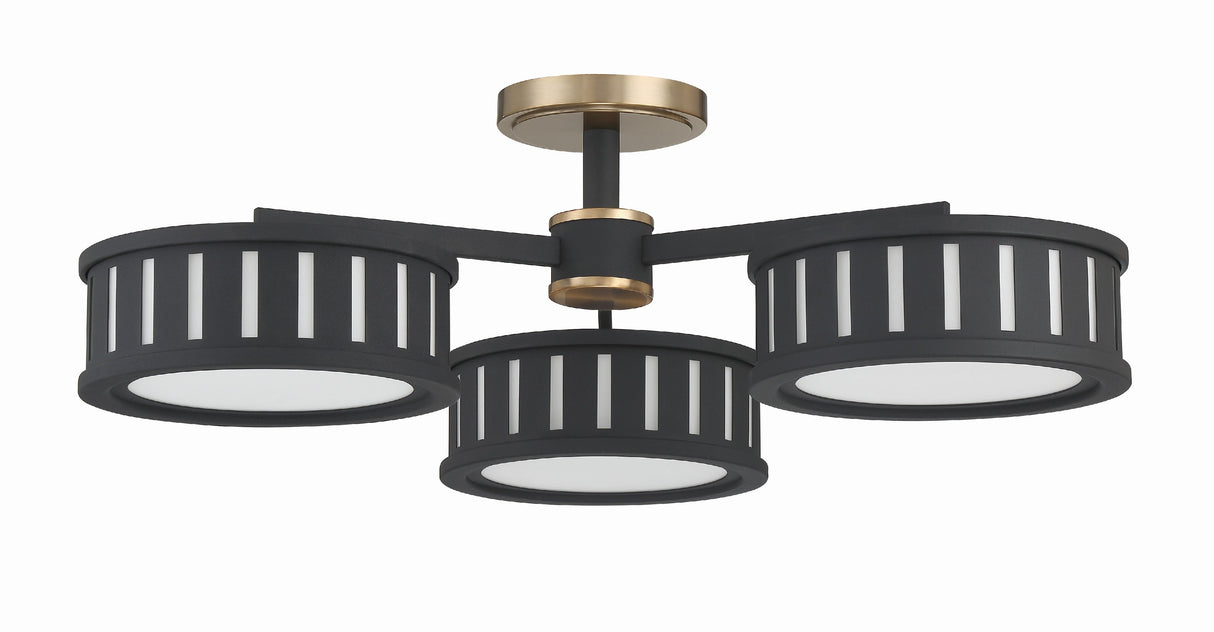Kendal 6 Light Vibrant Gold + Black Forged Semi Flush Mount KEN-8300-VG-BF
