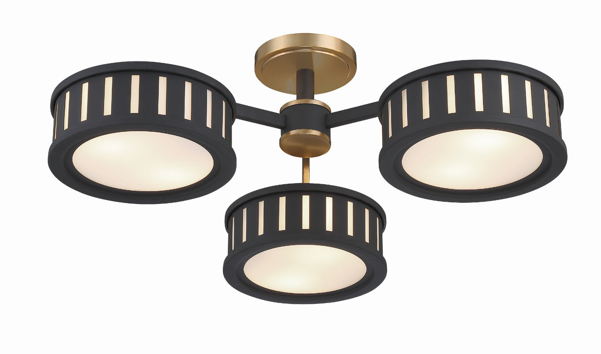 Kendal 6 Light Vibrant Gold + Black Forged Semi Flush Mount KEN-8300-VG-BF