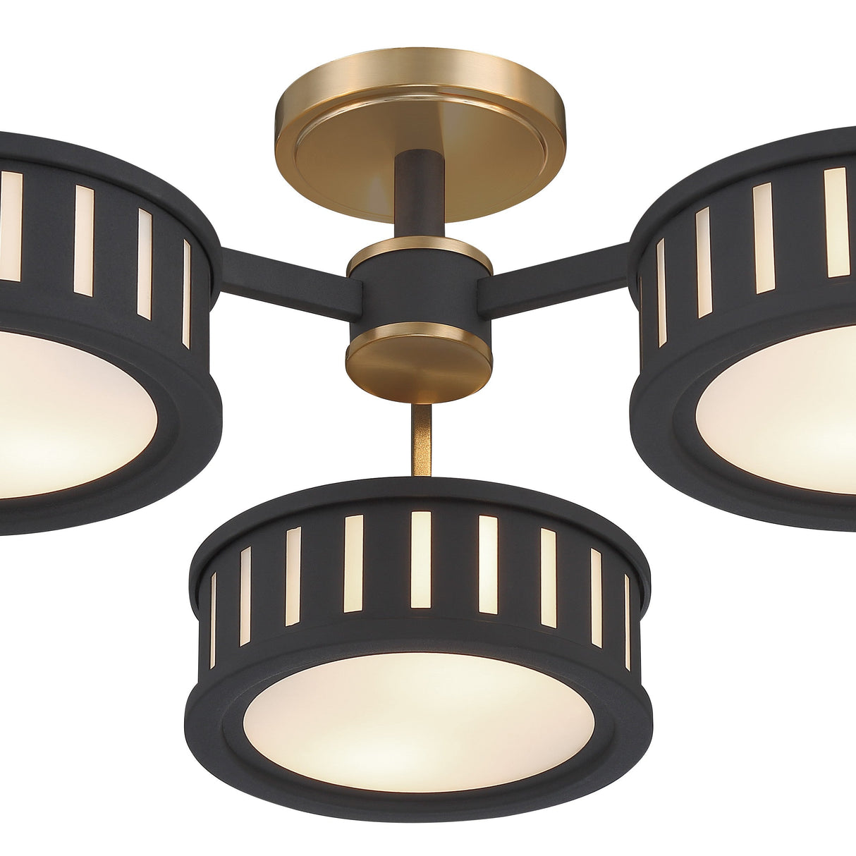 Kendal 6 Light Vibrant Gold + Black Forged Semi Flush Mount KEN-8300-VG-BF