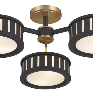 Kendal 6 Light Vibrant Gold + Black Forged Semi Flush Mount KEN-8300-VG-BF