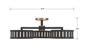 Kendal 6 Light Vibrant Gold + Black Forged Semi Flush Mount KEN-8300-VG-BF