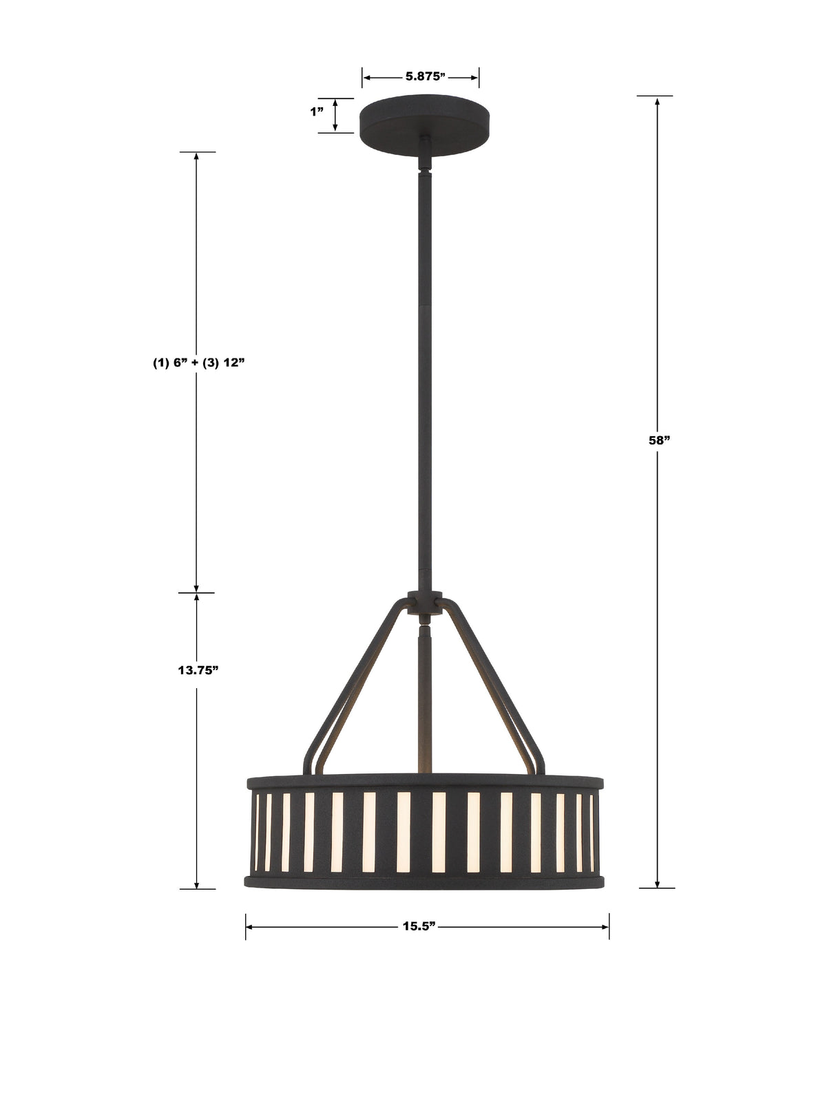 Kendal 3 Light Black Forged Mini Chandelier KEN-8303-BF