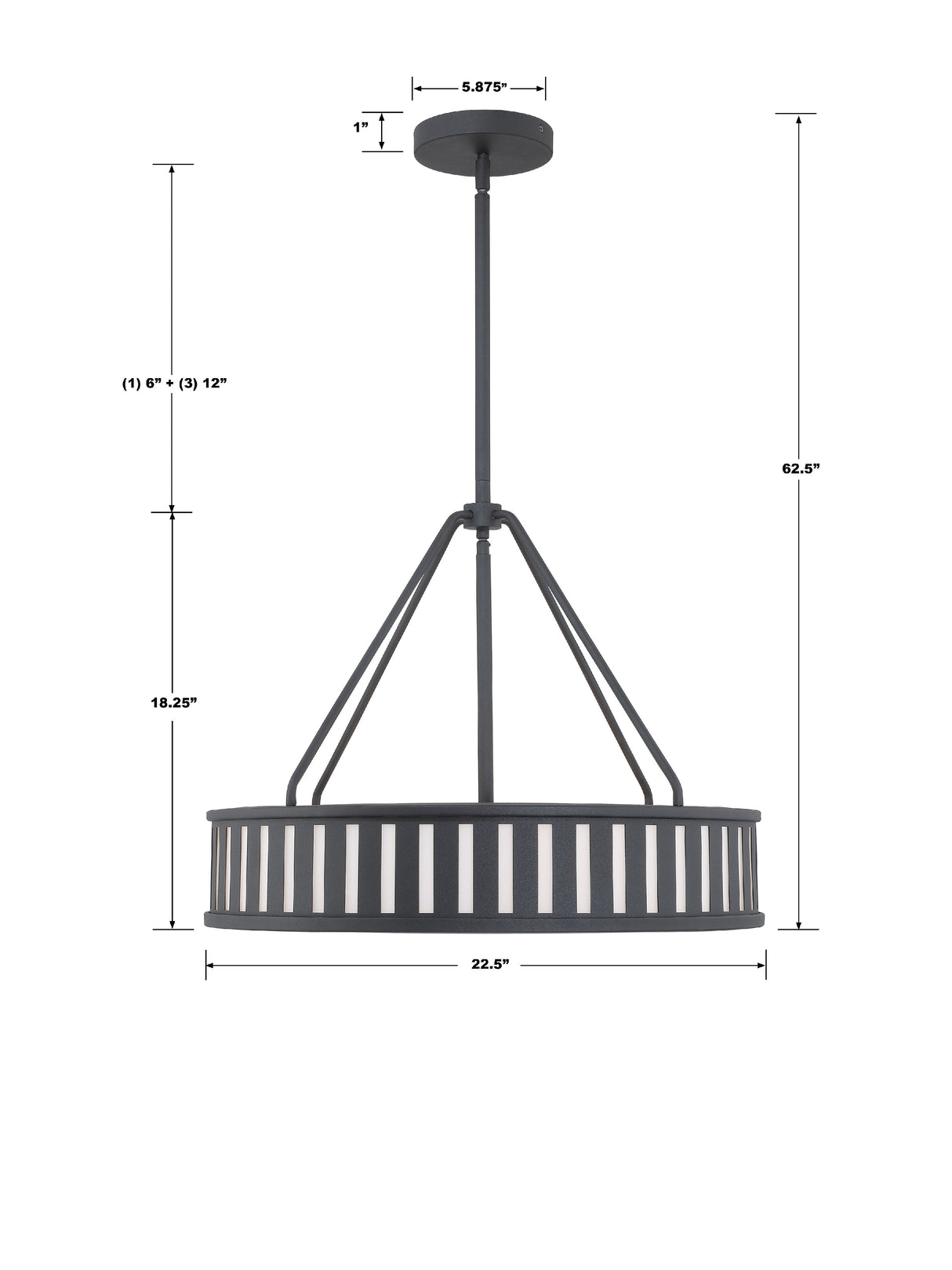 Kendal 4 Light Black Forged Chandelier KEN-8304-BF