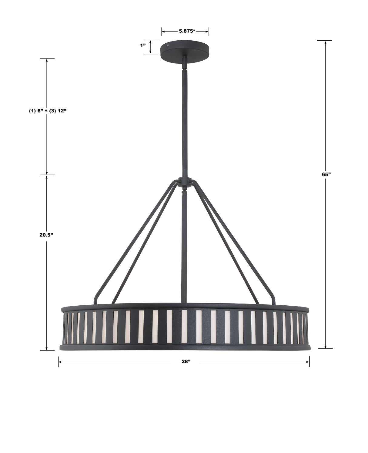 Kendal 6 Light Black Forged Chandelier KEN-8306-BF