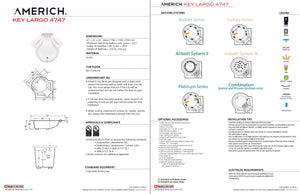 Americh KL4747TA2-WH Key Largo 4747 - Tub Only / Airbath 2 - White
